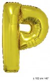 Metallic folie ballon letter P goud 102 cm