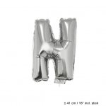 Metallic folie ballon letter N zilver 40 cm op stokje
