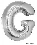 Metallic folie ballon letter G zilver 102 cm