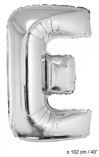 Metallic folie ballon letter E zilver 102 cm - Klik op de afbeelding om het venster te sluiten