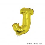 Metallic folie ballon letter J goud 40 cm op stokje