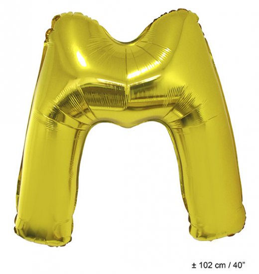 Metallic folie ballon letter M goud 102 cm - Klik op de afbeelding om het venster te sluiten