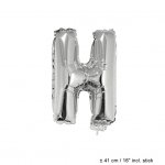 Metallic folie ballon letter H zilver 40 cm op stokje