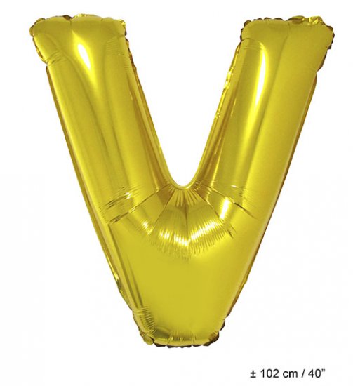Metallic folie ballon letter V goud 102 cm - Klik op de afbeelding om het venster te sluiten