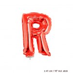 Metallic folie ballon letter R rood 40 cm op stokje