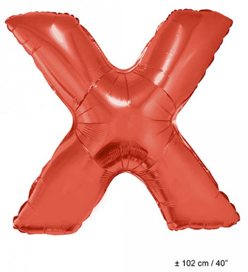 Metallic folie ballon letter X rood 102 cm - Klik op de afbeelding om het venster te sluiten