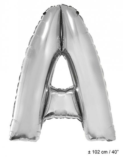 Metallic folie ballon letter A zilver 102 cm - Klik op de afbeelding om het venster te sluiten