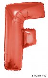 Metallic folie ballon letter F rood 102 cm