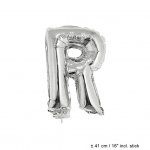 Metallic folie ballon letter R zilver 40 cm op stokje