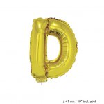 Metallic folie ballon letter D goud 40 cm op stokje