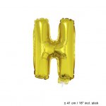 Metallic folie ballon letter H goud 40 cm op stokje