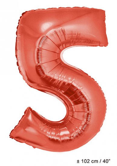 Metallic folie ballon cijfer 5 rood 102 cm - Klik op de afbeelding om het venster te sluiten