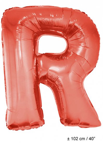 Metallic folie ballon letter R rood 102 cm - Klik op de afbeelding om het venster te sluiten