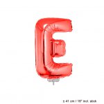 Metallic folie ballon letter E rood 40 cm op stokje