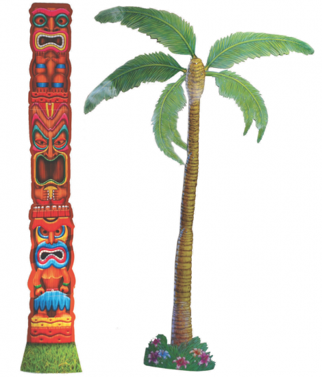 Tiki- en palmboomdecoratie - Klik op de afbeelding om het venster te sluiten
