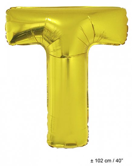 Metallic folie ballon letter T goud 102 cm - Klik op de afbeelding om het venster te sluiten
