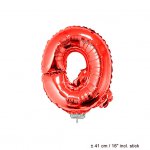 Metallic folie ballon letter Q rood 40 cm op stokje