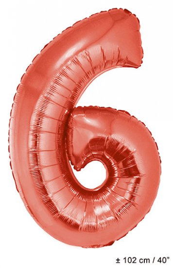 Metallic folie ballon cijfer 6 rood 102 cm - Klik op de afbeelding om het venster te sluiten