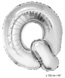 Metallic folie ballon letter Q zilver 102 cm