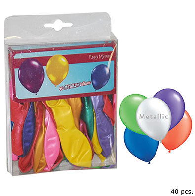 40 metallic kleurige ballonnen. - Klik op de afbeelding om het venster te sluiten