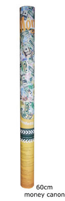 Money Confetti shooter met valse euro briefjes erin. - Klik op de afbeelding om het venster te sluiten