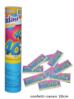 Confetti shooter met Vrolijk gekleurde confettiblaadjes met 40 j - Klik op de afbeelding om het venster te sluiten