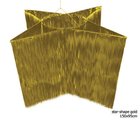 Folie gordijn goud stervormig 150 x 95 cm. - Klik op de afbeelding om het venster te sluiten