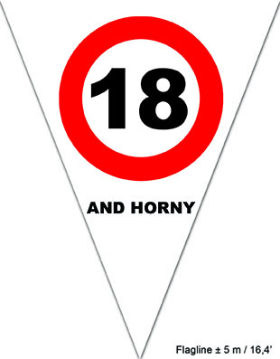 Puntvlagjes "18 and horny" - Klik op de afbeelding om het venster te sluiten